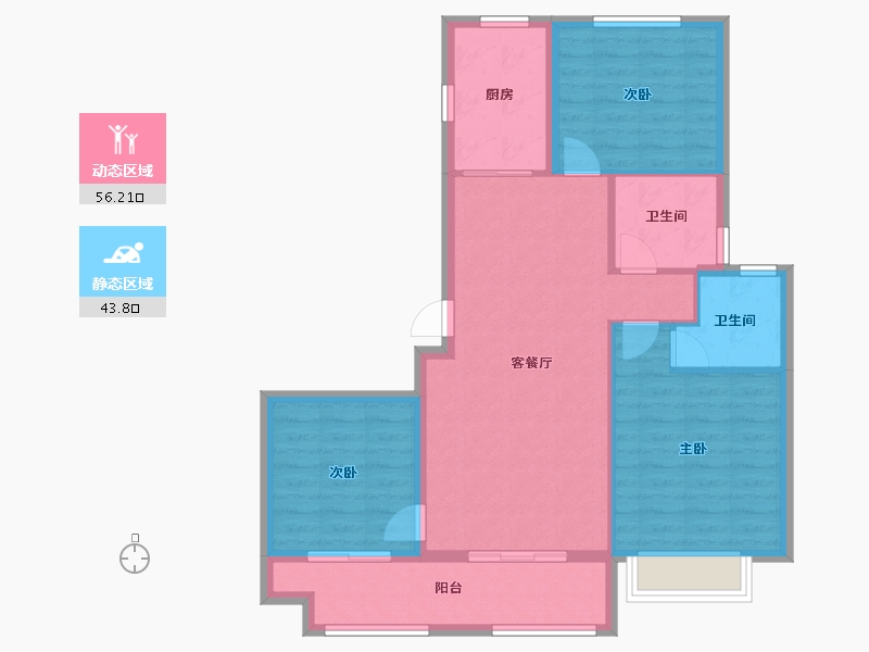 河北省-廊坊市-壹泰·金都府-90.40-户型库-动静分区