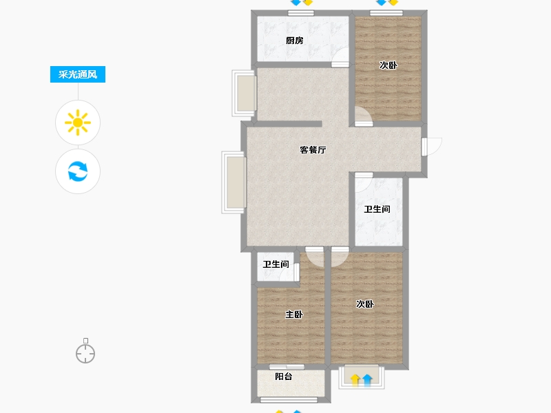 山西省-长治市-龙溪苑-101.35-户型库-采光通风