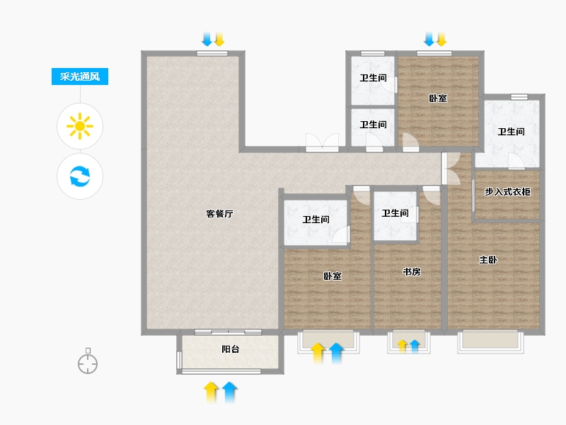 山西省-大同市-文瀛壹号院-197.25-户型库-采光通风