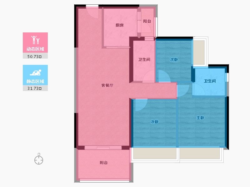 海南省-海口市-碧桂园中央半岛-73.45-户型库-动静分区