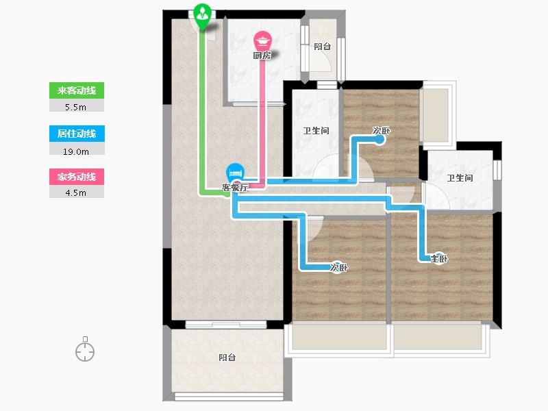 海南省-海口市-碧桂园中央半岛-73.45-户型库-动静线