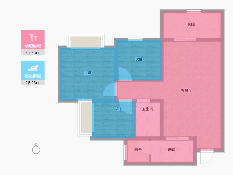 四川省-巴中市-华兴龙湾康城-70.64-户型库-动静分区