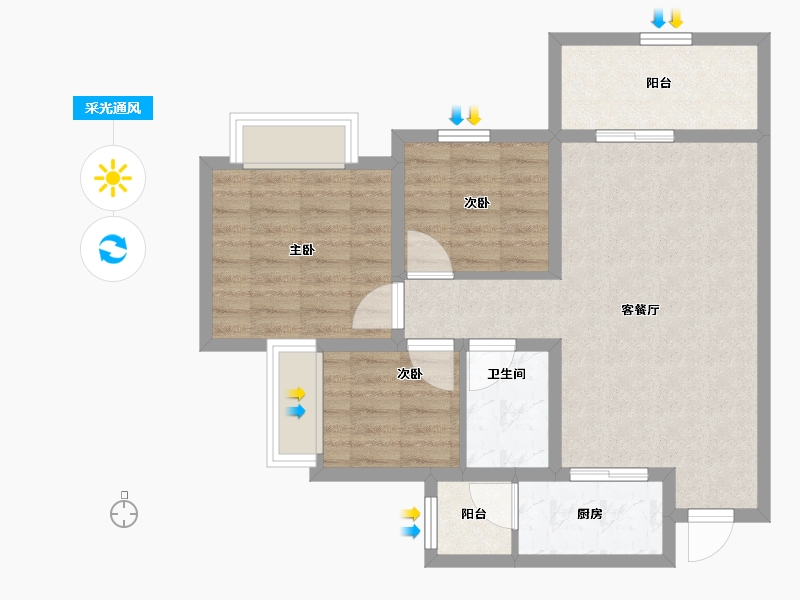 四川省-巴中市-华兴龙湾康城-70.64-户型库-采光通风