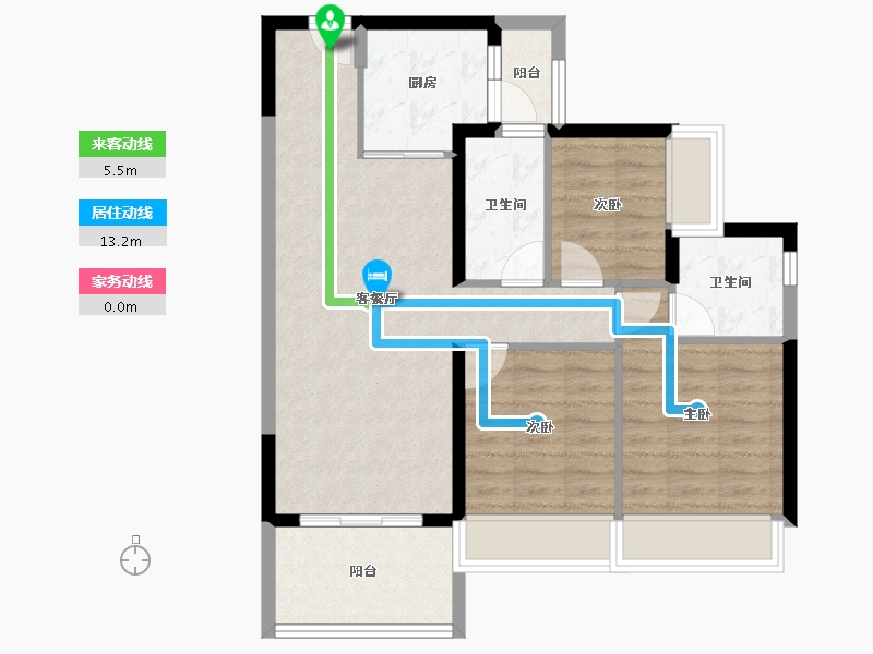 海南省-海口市-碧桂园中央半岛-76.33-户型库-动静线