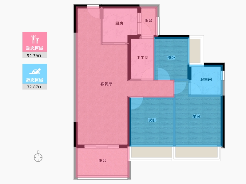 海南省-海口市-碧桂园中央半岛-76.33-户型库-动静分区