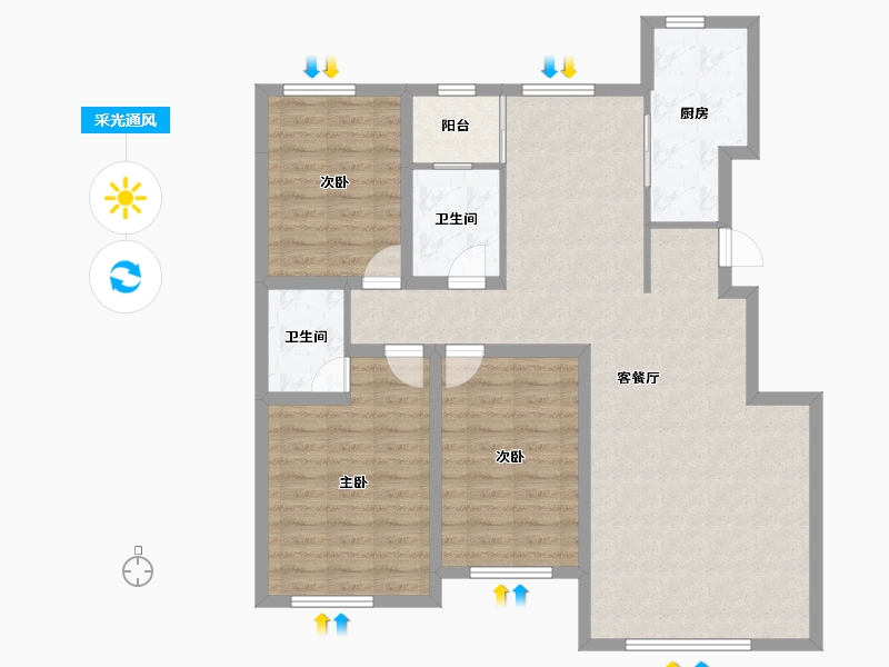 吉林省-松原市-哈达吉地-105.34-户型库-采光通风