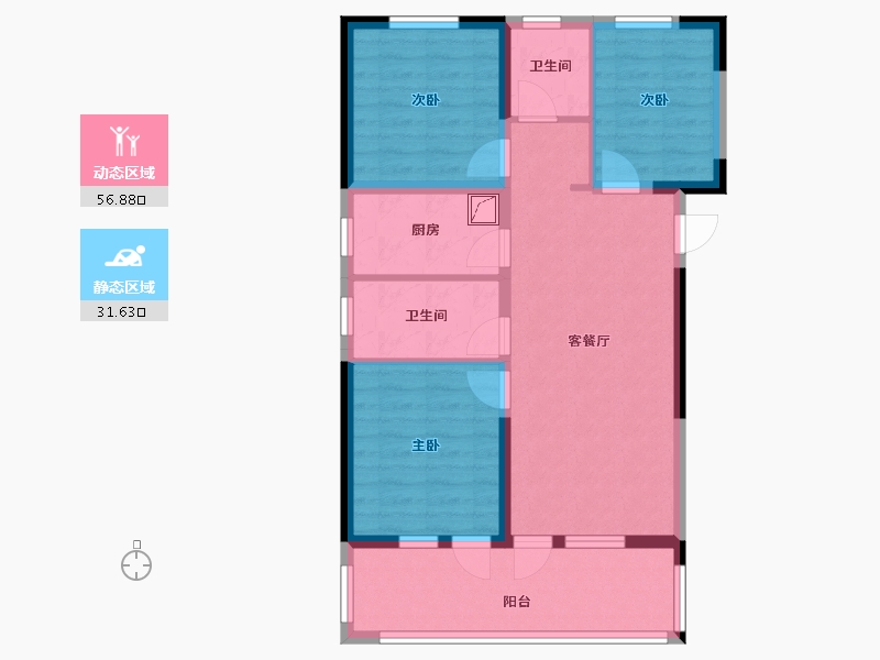 河北省-廊坊市-枫林苑五至八期-78.40-户型库-动静分区