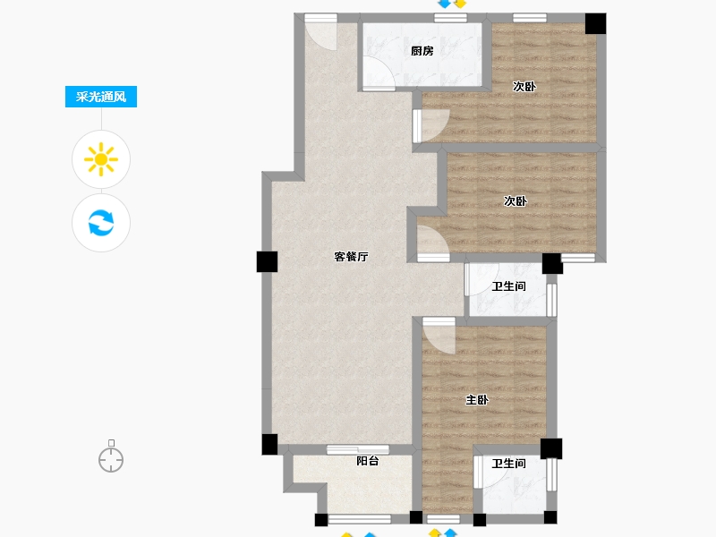 广东省-汕头市-隆都-90.00-户型库-采光通风