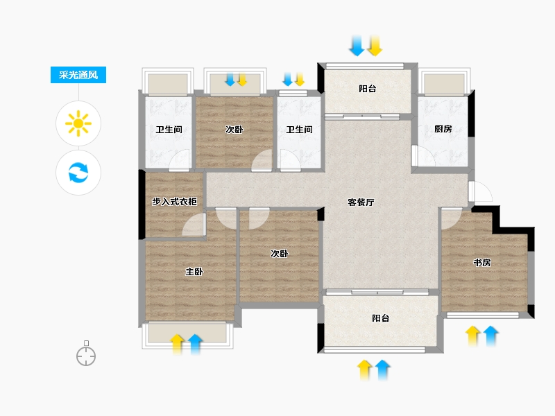 湖南省-常德市-金侨·芳华府-113.00-户型库-采光通风