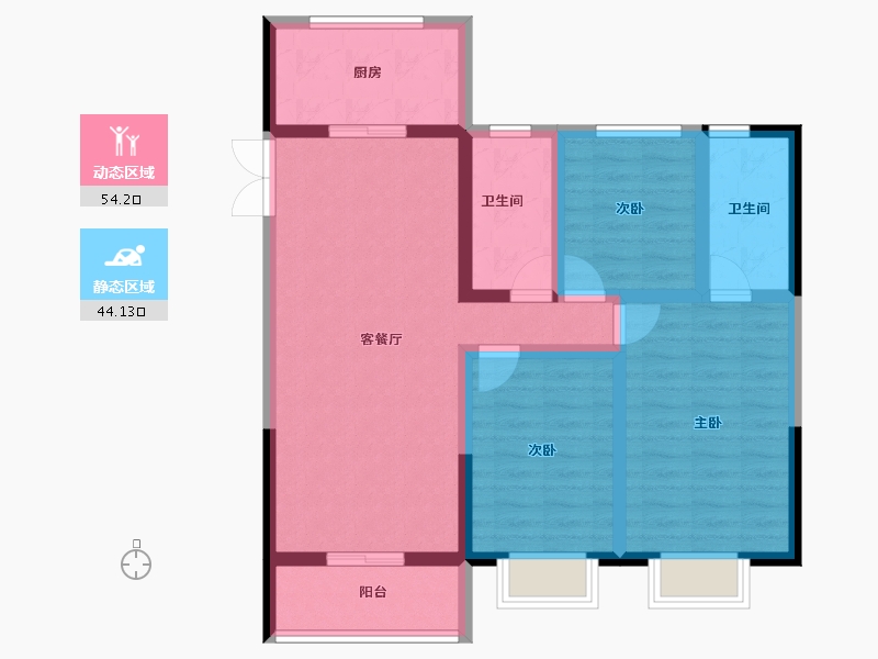 山西省-长治市-锦福苑-86.96-户型库-动静分区