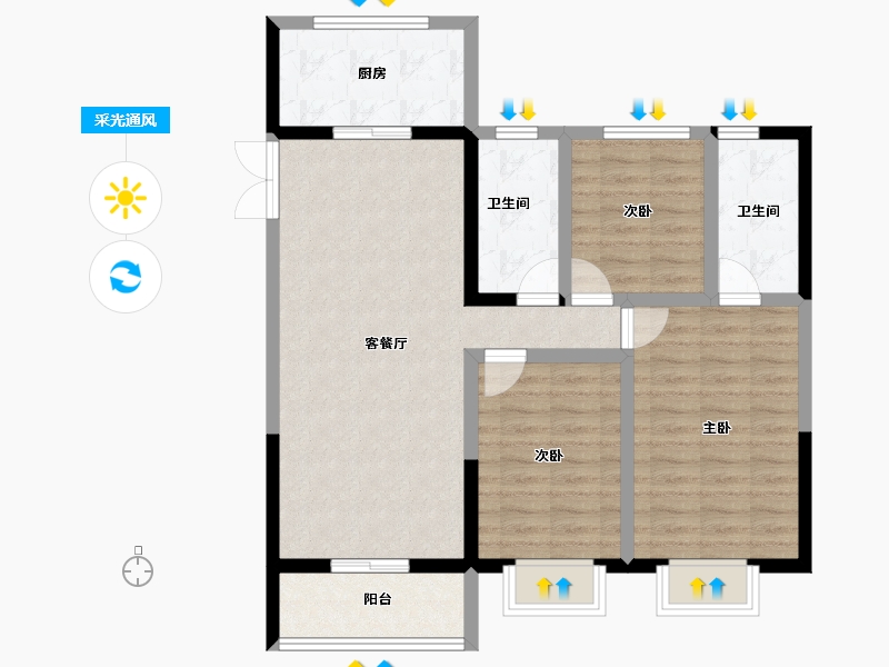 山西省-长治市-锦福苑-86.96-户型库-采光通风