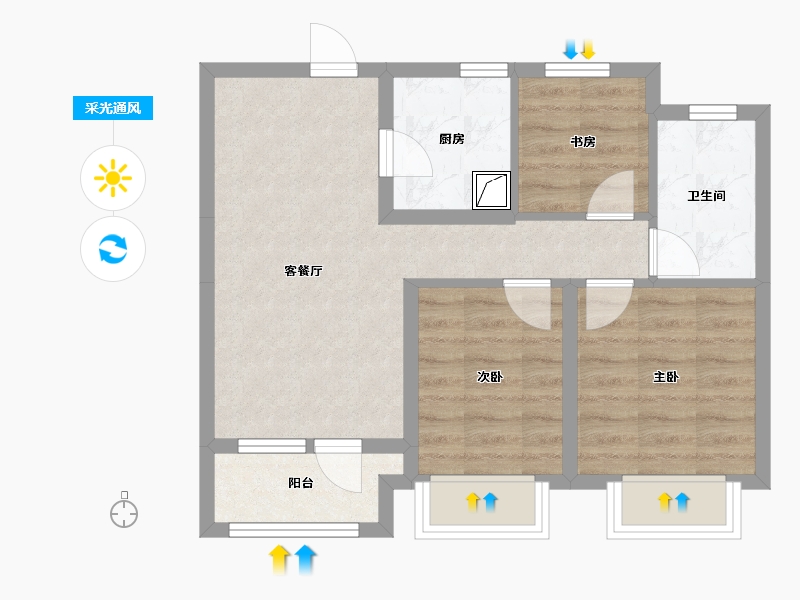 河北省-廊坊市-永清融创城-56.52-户型库-采光通风