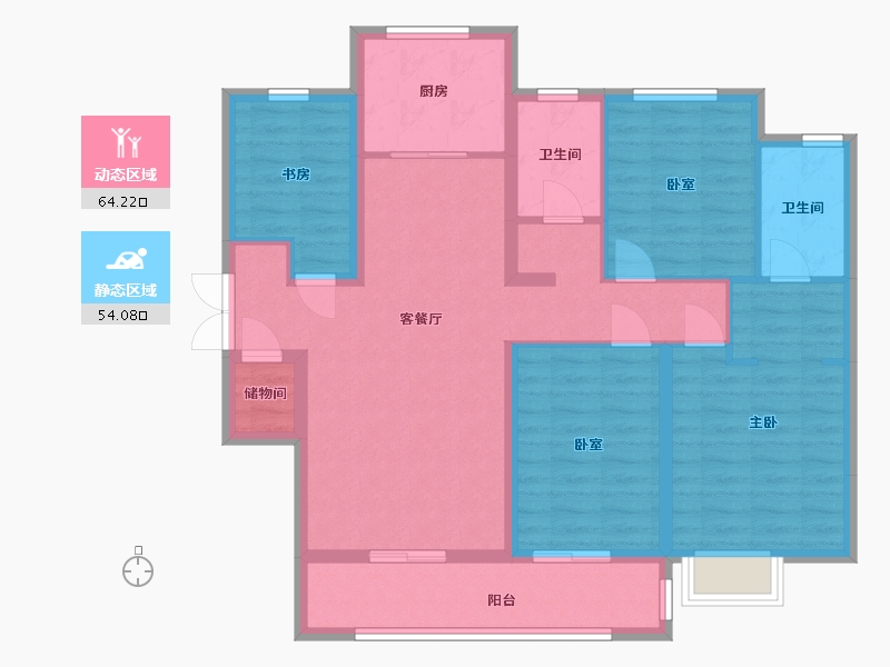 陕西省-西安市-金地中央公园-106.70-户型库-动静分区