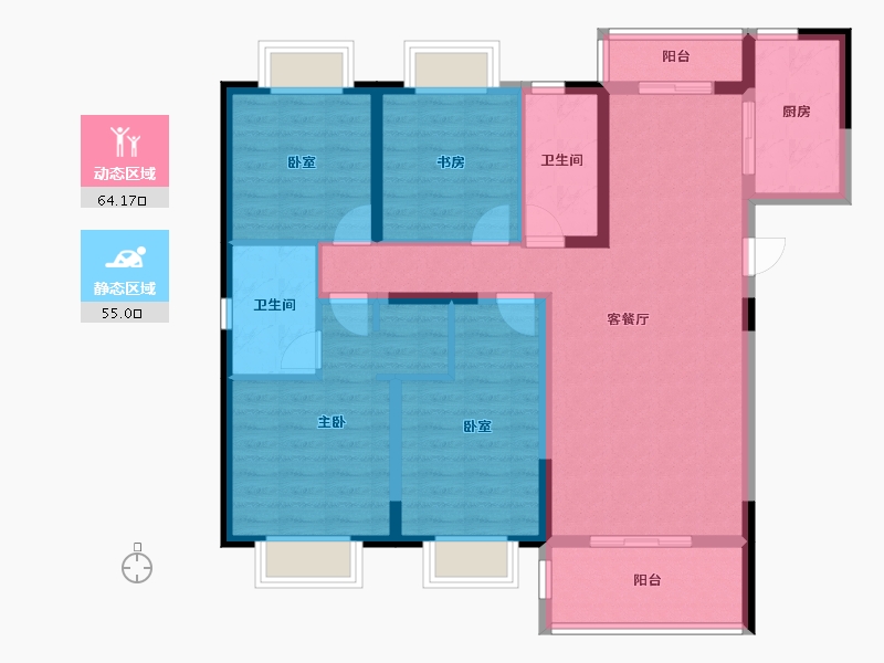 湖南省-株洲市-株洲金茂悦-106.13-户型库-动静分区