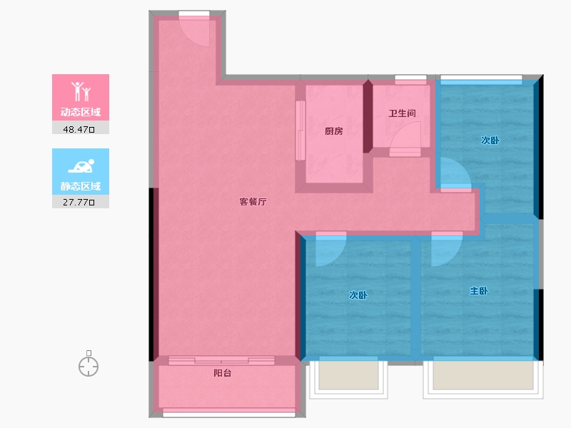 湖南省-衡阳市-金科中泰天境-66.71-户型库-动静分区