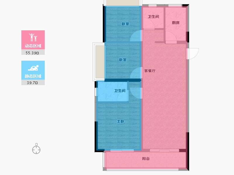 湖南省-株洲市-香江悦府-85.61-户型库-动静分区