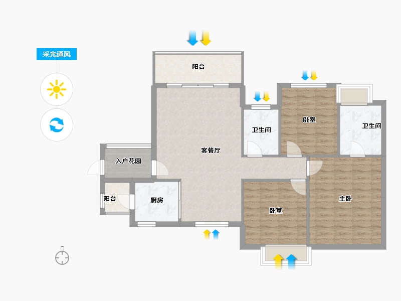 海南省-海口市-星华海岸城-97.05-户型库-采光通风