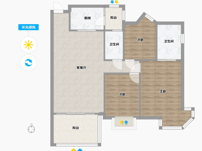 广东省-广州市-美林海岸花园-92.00-户型库-采光通风