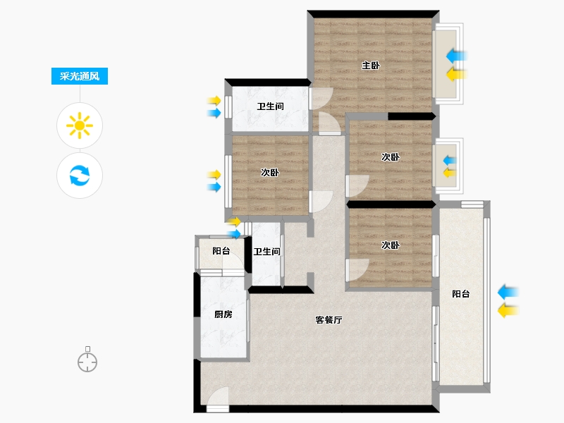 四川省-乐山市-宝德未来绿洲-120.00-户型库-采光通风