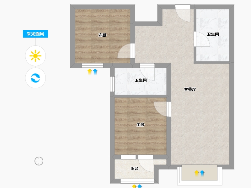 河北省-廊坊市-融创城-53.46-户型库-采光通风