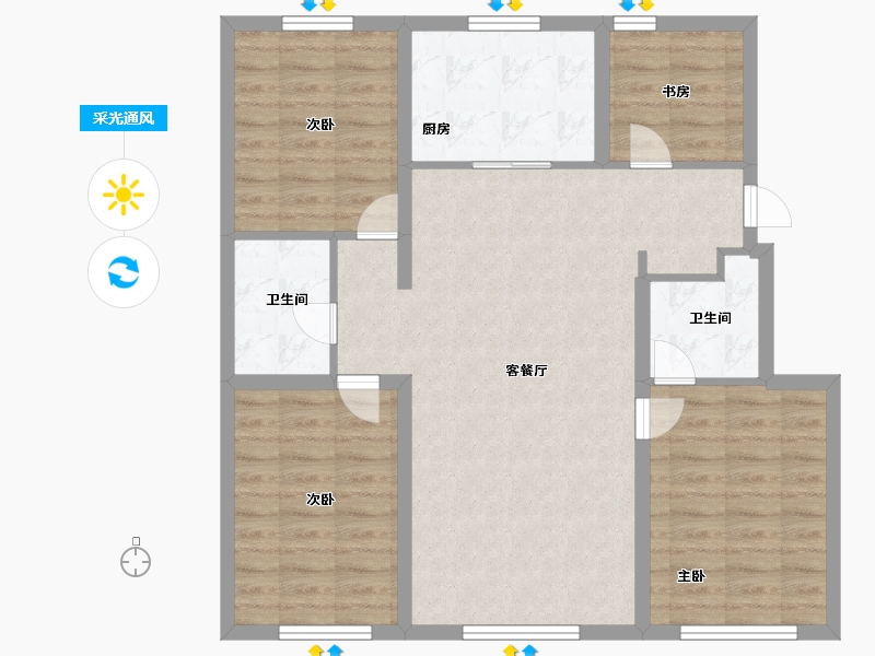 吉林省-松原市-和樾-93.60-户型库-采光通风