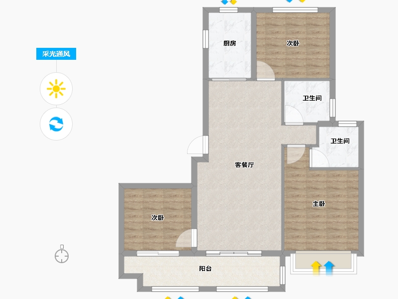 河北省-廊坊市-壹泰·金都府-91.52-户型库-采光通风