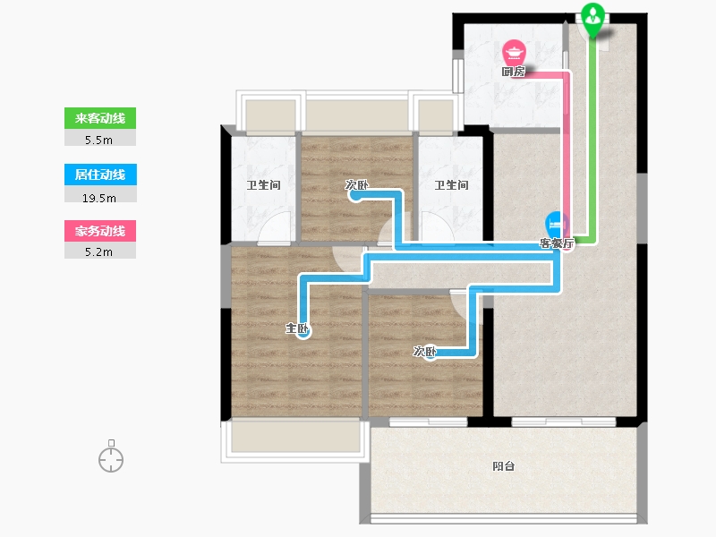 海南省-海口市-碧桂园中央半岛-85.51-户型库-动静线