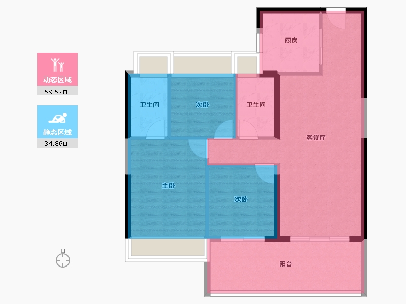 海南省-海口市-碧桂园中央半岛-85.51-户型库-动静分区