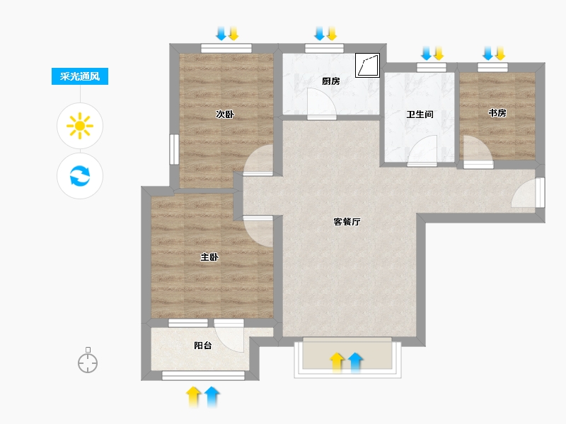 河北省-廊坊市-永清融创城-59.52-户型库-采光通风