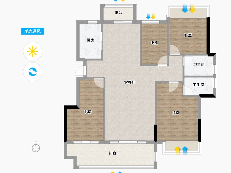 安徽省-阜阳市-东湖世纪城-109.09-户型库-采光通风