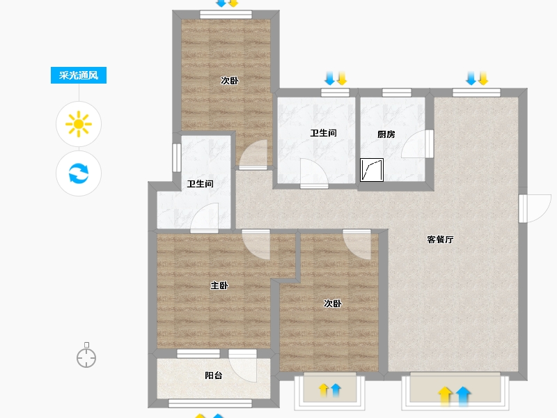 河北省-廊坊市-融创城-78.52-户型库-采光通风