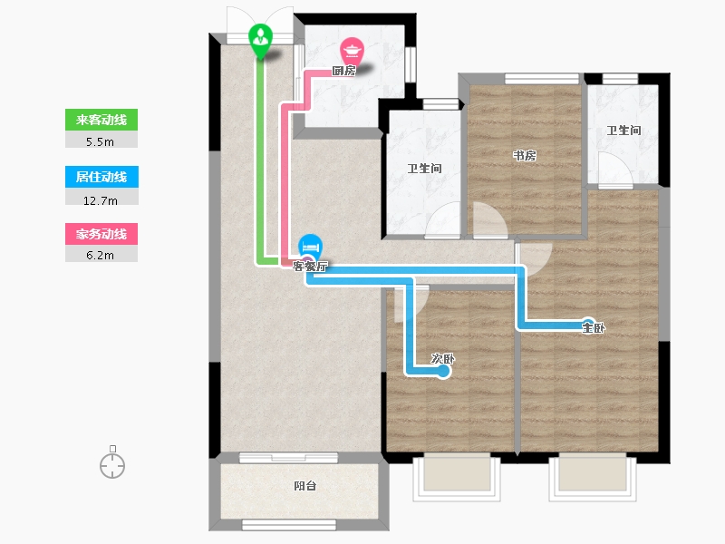 山西省-长治市-锦福苑-87.31-户型库-动静线