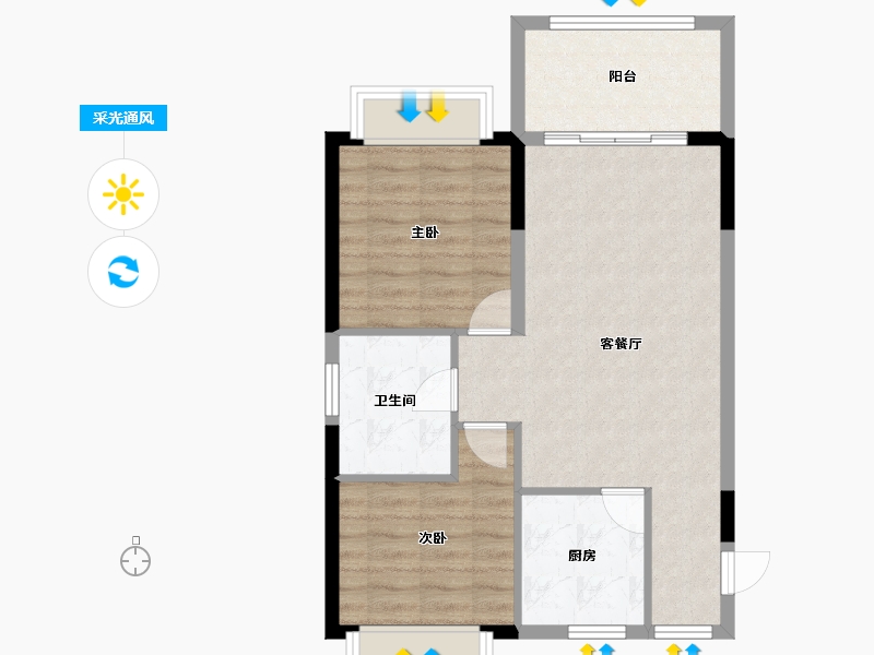 海南省-海口市-星华海岸城-66.57-户型库-采光通风