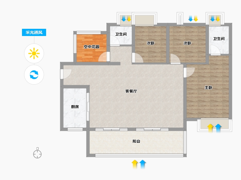 广东省-湛江市-保利海上大都汇-103.21-户型库-采光通风