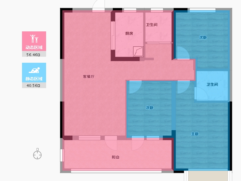 河北省-廊坊市-枫林苑五至八期-86.40-户型库-动静分区