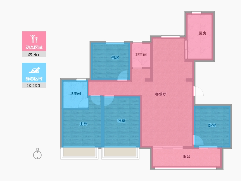 河北省-唐山市-​裕华府-103.00-户型库-动静分区