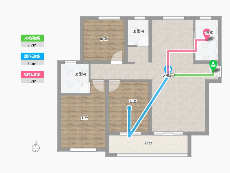 河北省-唐山市-​裕华府-88.00-户型库-动静线