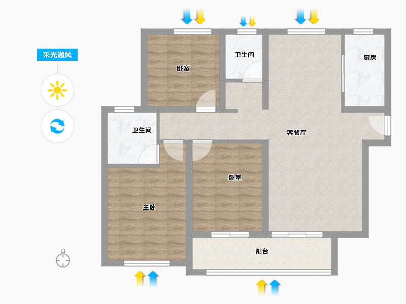 河北省-唐山市-​裕华府-88.00-户型库-采光通风