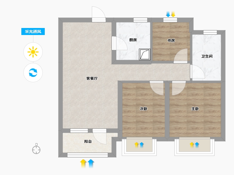 河北省-廊坊市-融创城-56.51-户型库-采光通风