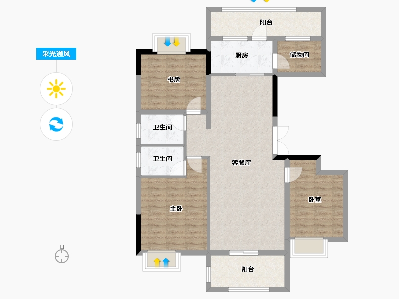 湖北省-黄冈市-中港水岸新城-102.03-户型库-采光通风