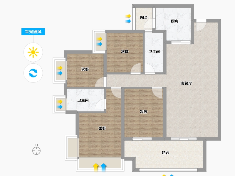 广东省-湛江市-保利海上大都汇-108.81-户型库-采光通风