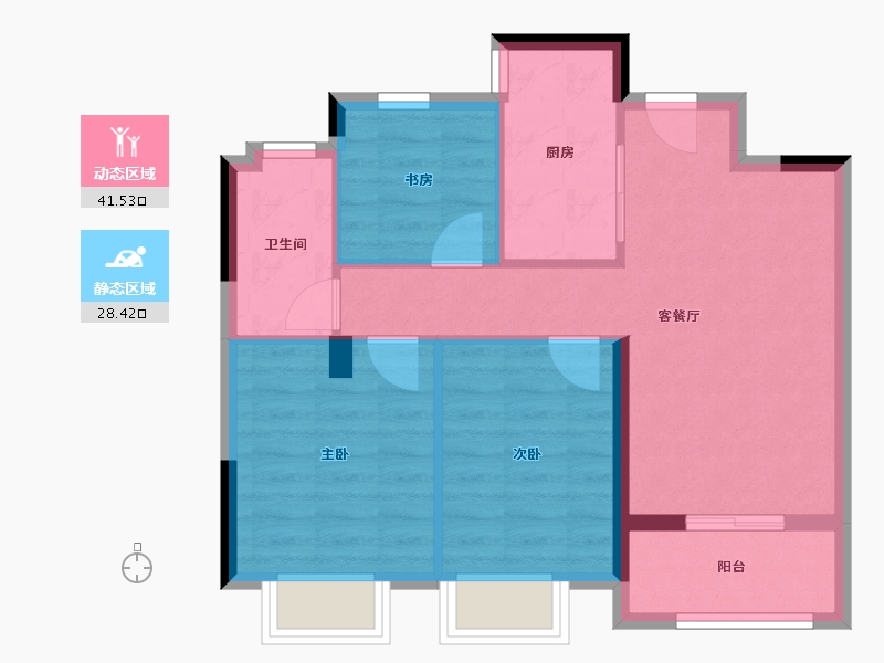 浙江省-杭州市-万科·樟宜翠湾-70.00-户型库-动静分区