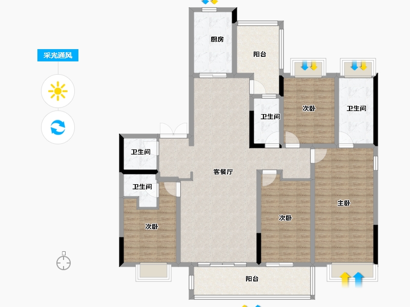 四川省-成都市-新川8号-148.00-户型库-采光通风