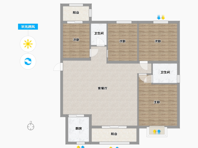 福建省-泉州市-嘉惠小区-A1区-120.00-户型库-采光通风