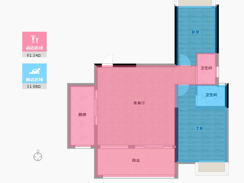 海南省-海口市-卓越盈滨悦府-84.00-户型库-动静分区