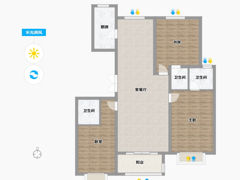 山西省-大同市-文瀛壹号院-116.63-户型库-采光通风