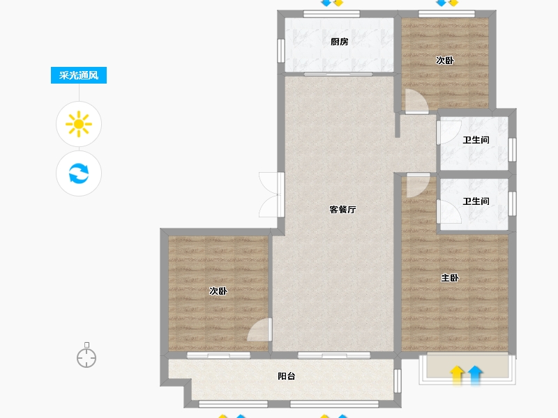 河北省-廊坊市-壹泰·金都府-100.31-户型库-采光通风