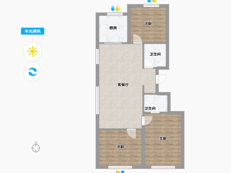 吉林省-松原市-和樾-71.00-户型库-采光通风