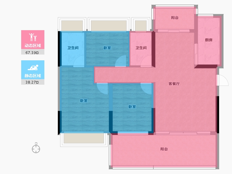 湖北省-荆州市-御景学府-95.07-户型库-动静分区