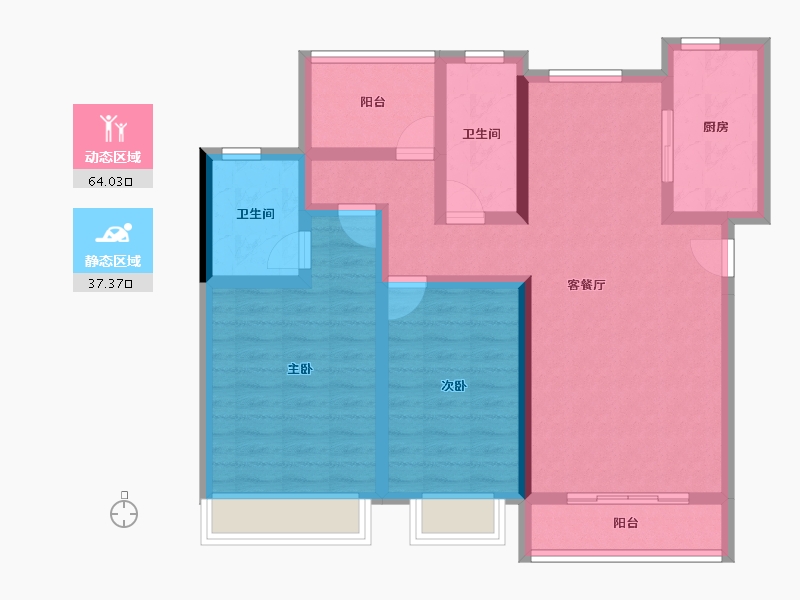 湖南省-衡阳市-金科中泰天境-89.26-户型库-动静分区